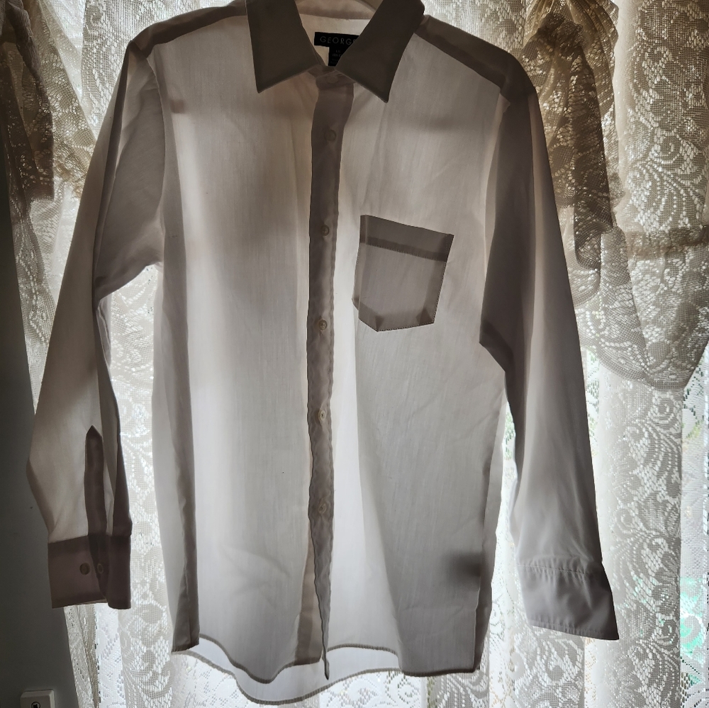 Boys size Large white botton down shirt